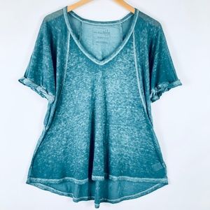 We The Free Fallin Burnout Tee Top Sheer Teal XXS